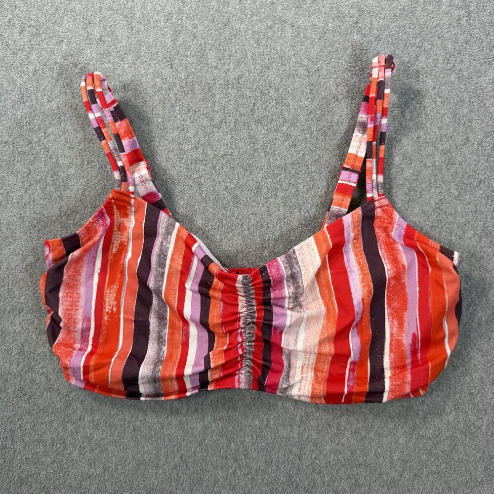 Freya Women's 34H Underwire Bikini Swim Top Red Multi Stripe Adjustable Straps